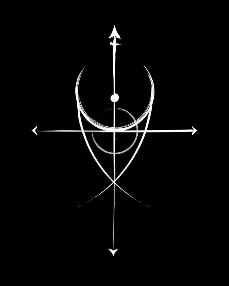 géométrie sacrée, logo de tatouage noir avec soleil, croissant de lune,  croix ésotérique alchimique, talisman céleste magique mystique.  illustration de vecteur d'objet d'occultisme spirituel isolé sur fond blanc  6457792 Art vectoriel chez