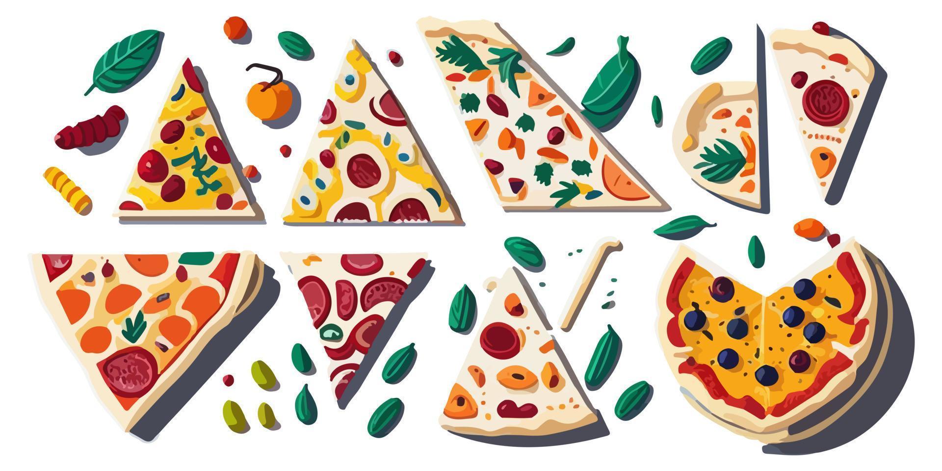 Pizza boîte illustration avec délicieux et savoureux Pizza tranches vecteur