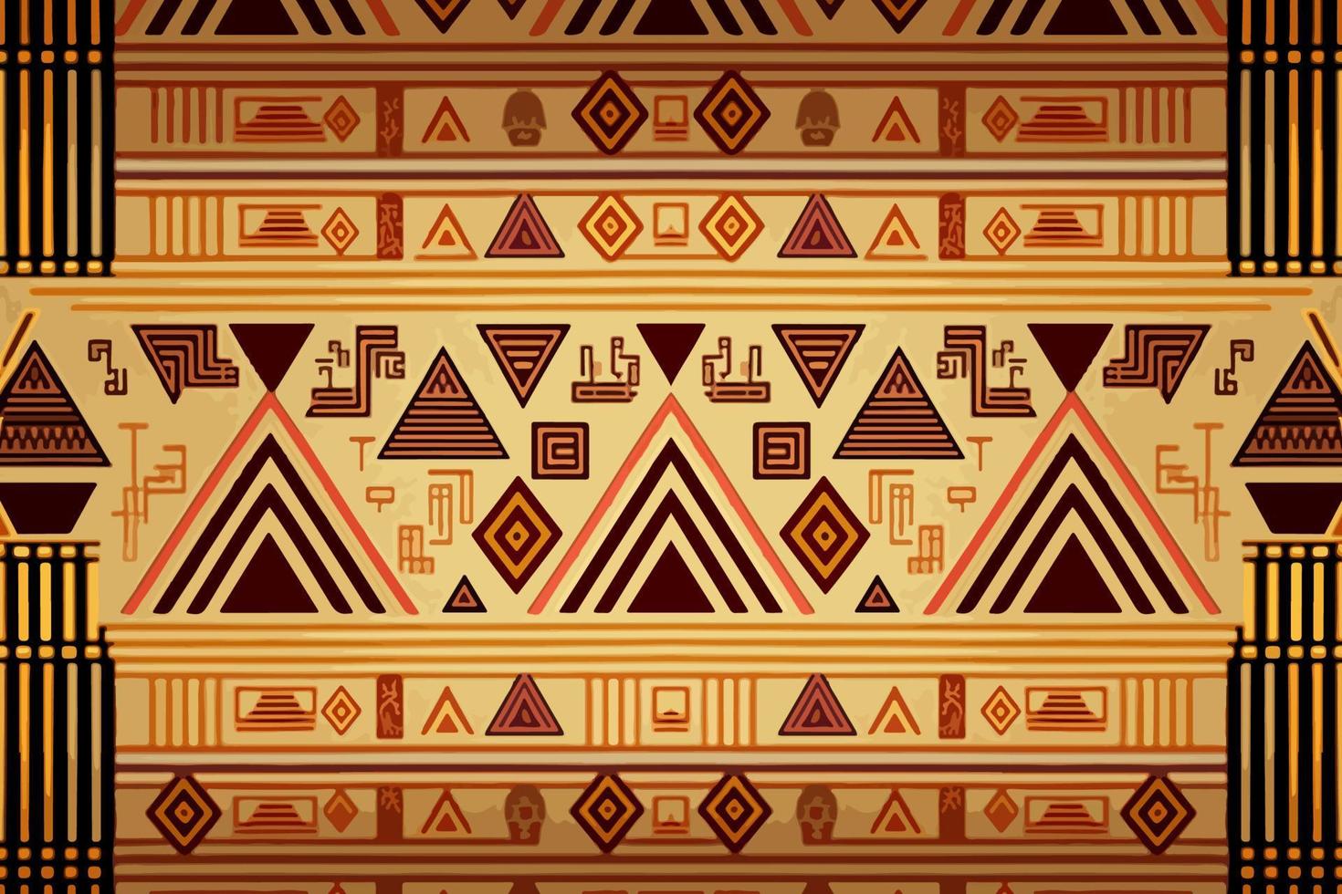 égyptien hiéroglyphes ethnique modèle. abstrait traditionnel populaire antique tribal zigzag graphique doubler. texture textile en tissu ethnique égyptien motifs vecteur. fleuri élégant luxe ancien rétro style. vecteur
