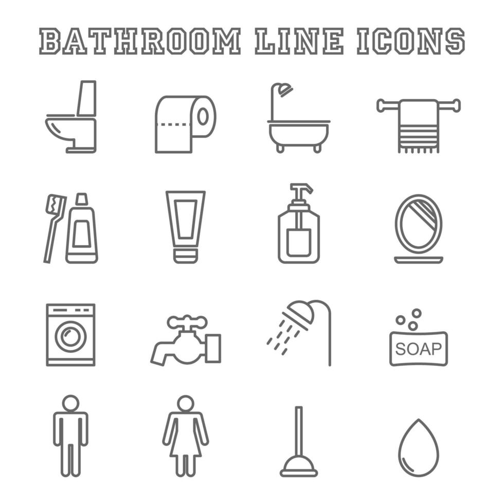 icônes de ligne de salle de bain vecteur