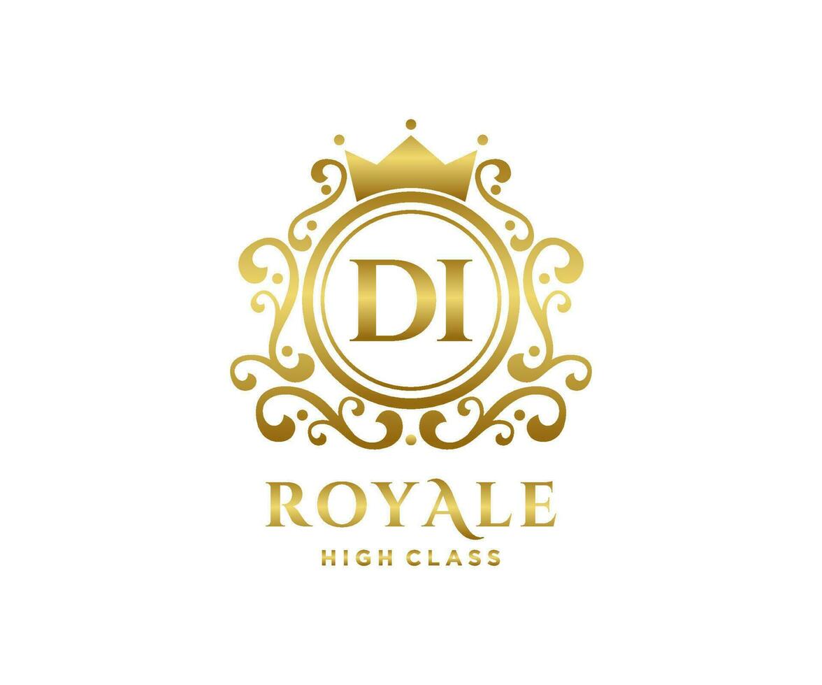 d'or lettre di modèle logo luxe or lettre avec couronne. monogramme alphabet . magnifique Royal initiales lettre. vecteur