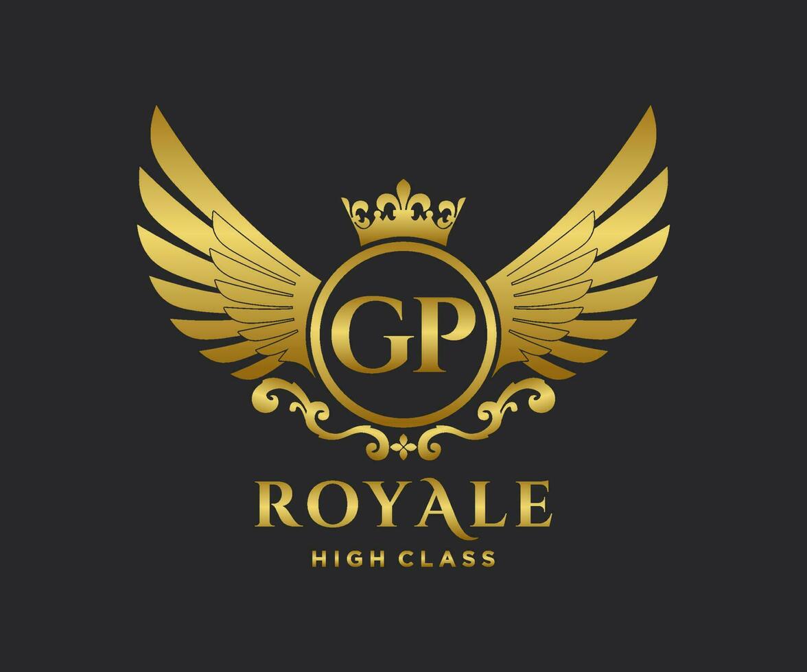 d'or lettre gp modèle logo luxe or lettre avec couronne. monogramme alphabet . magnifique Royal initiales lettre. vecteur