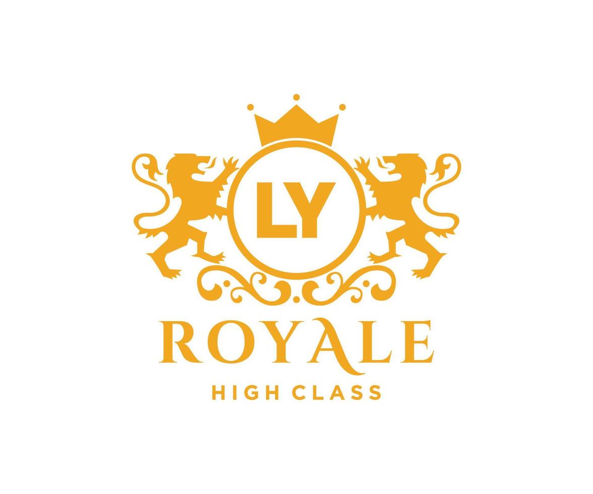 d'or lettre ly modèle logo luxe or lettre avec couronne. monogramme alphabet . magnifique Royal initiales lettre. vecteur
