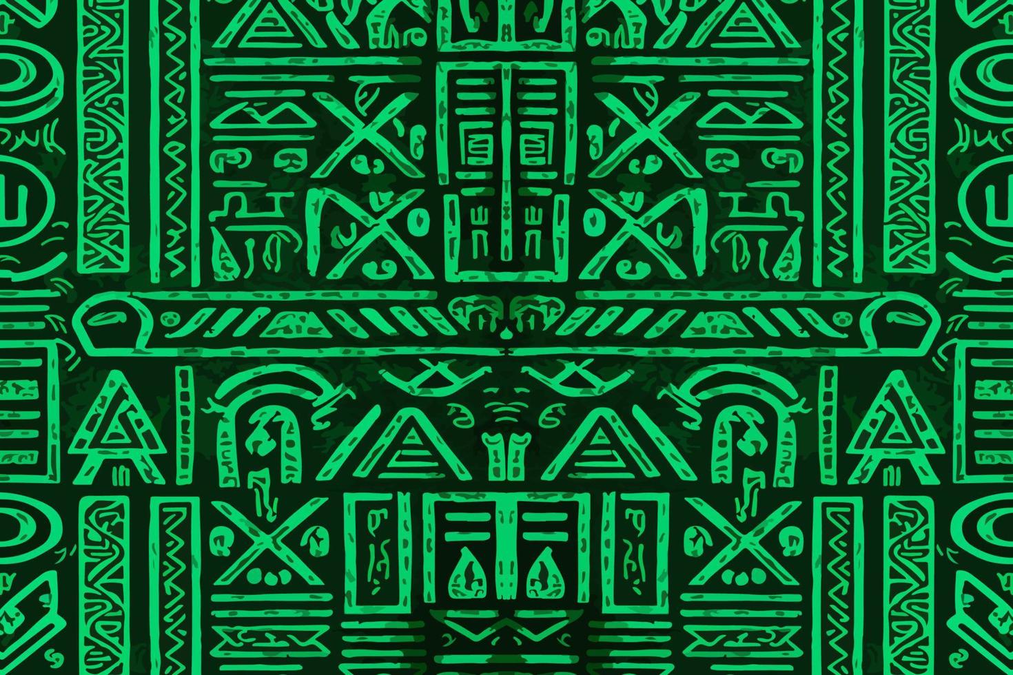 égyptien hiéroglyphes ethnique modèle vert Contexte. abstrait traditionnel populaire antique tribal zigzag graphique doubler. texture textile en tissu égyptien vecteur fleuri élégant luxe ancien rétro style.