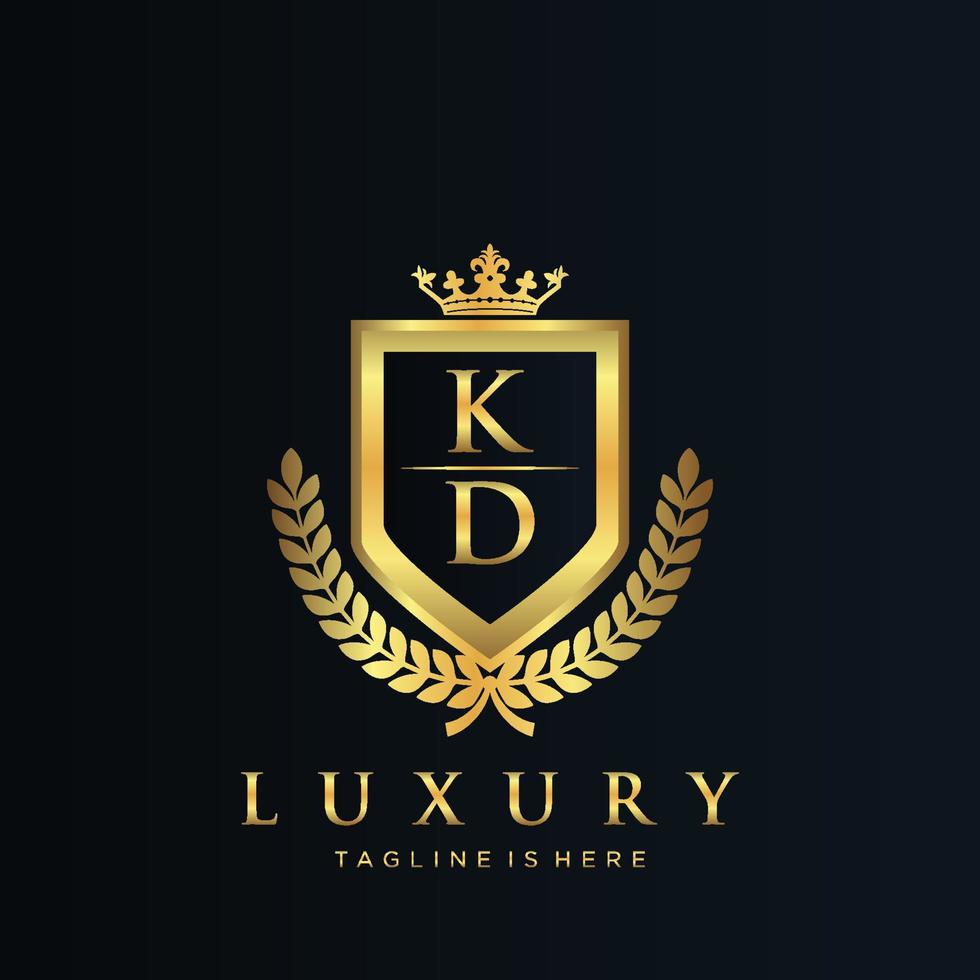 kd lettre initiale avec Royal luxe logo modèle vecteur