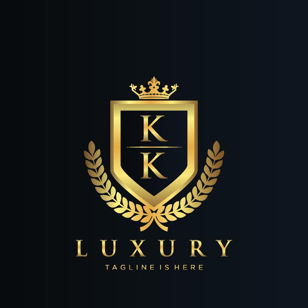 kk lettre initiale avec Royal luxe logo modèle vecteur