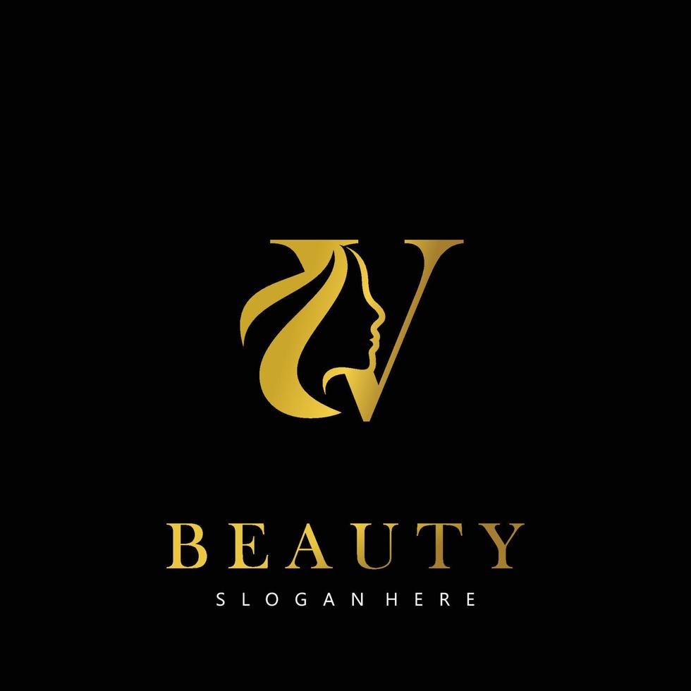 lettre v élégance luxe beauté or Couleur aux femmes mode logo vecteur