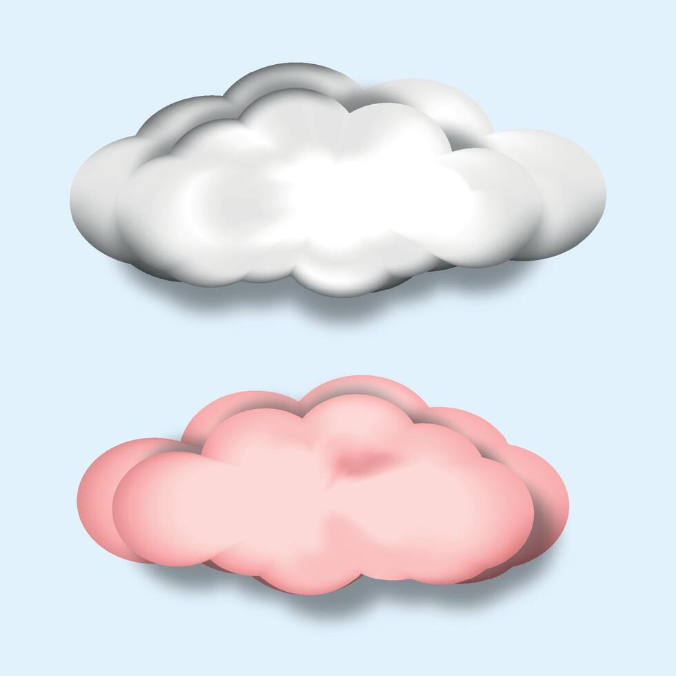 blanc et rose 3d nuage ornement vecteur