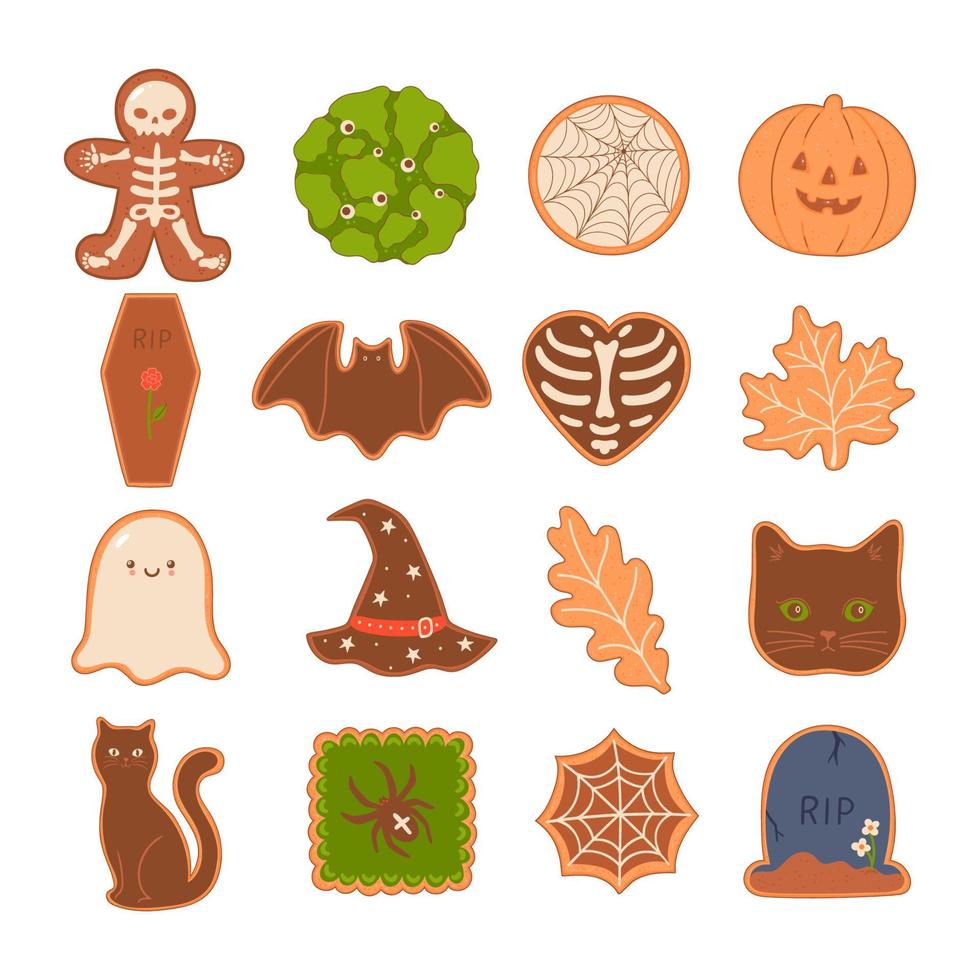 ensemble de Halloween biscuits Haut vue isoler sur blanc Contexte. vecteur graphique.