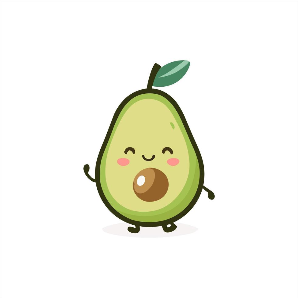 Avocat fruit mignonne kawaii conception vecteur logo