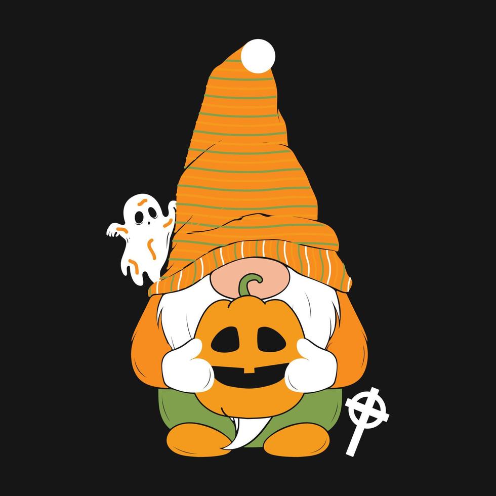 gnome tomber l'automne citrouille vecteur T-shirt