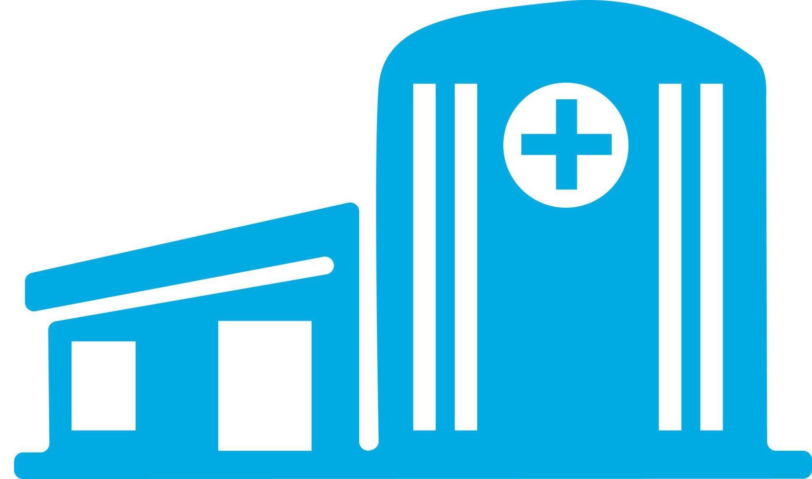 bâtiment hôpital. dans plat forme, dans moderne bleu couleur. icône vecteur logo illustration