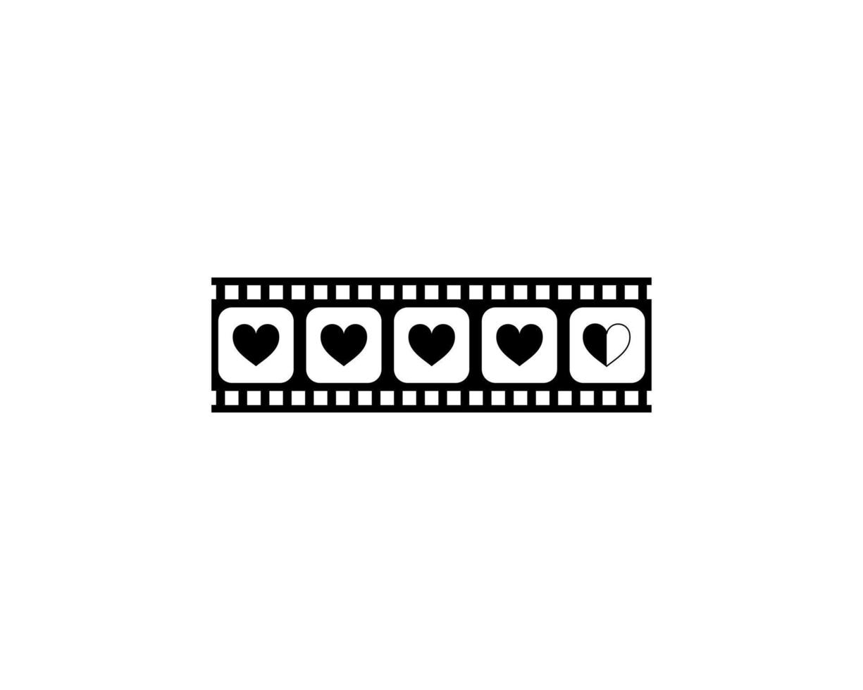 cœur forme dans le pellicule silhouette, film signe pour romantique ou romance ou Valentin série, l'amour ou comme évaluation niveau icône symbole pour le romantisme film histoire. vecteur illustration