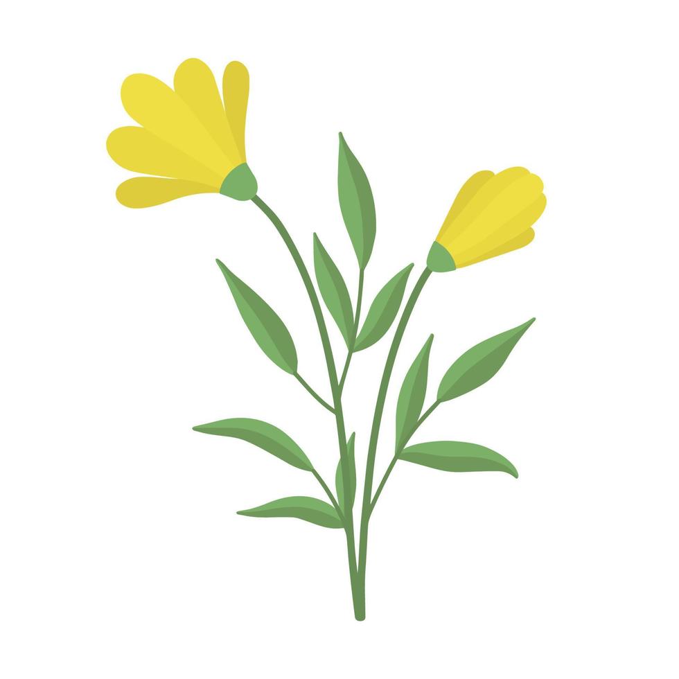 une délicat brin de Jaune fleurs. vecteur illustration de ancien mignonne Jaune fleurs. délicat fleur pour décoration. isolé.