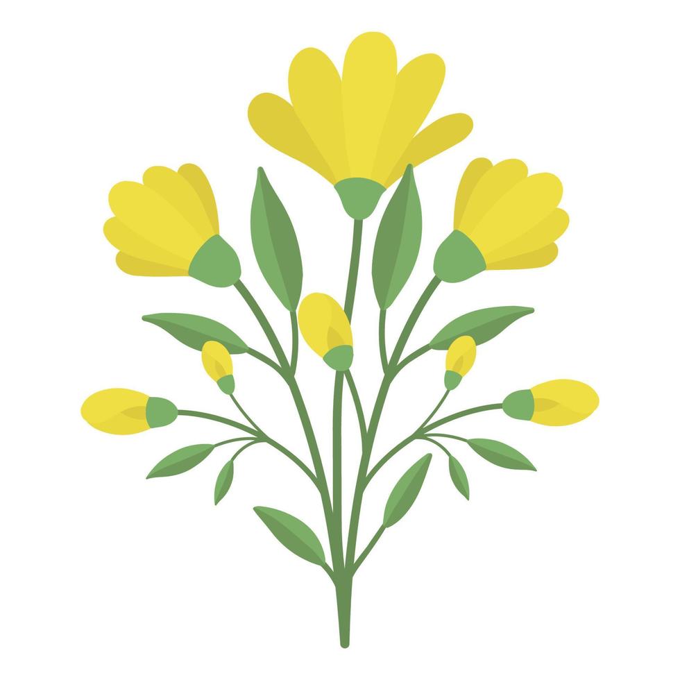 une délicat brin de Jaune fleurs. vecteur illustration de ancien mignonne Jaune fleurs. délicat fleur pour décoration. isolé.