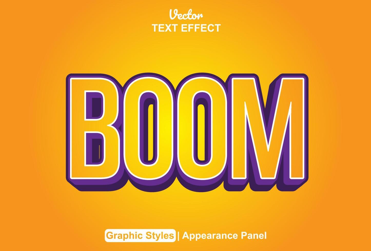 boom texte effet avec Orange Couleur graphique style modifiable. vecteur