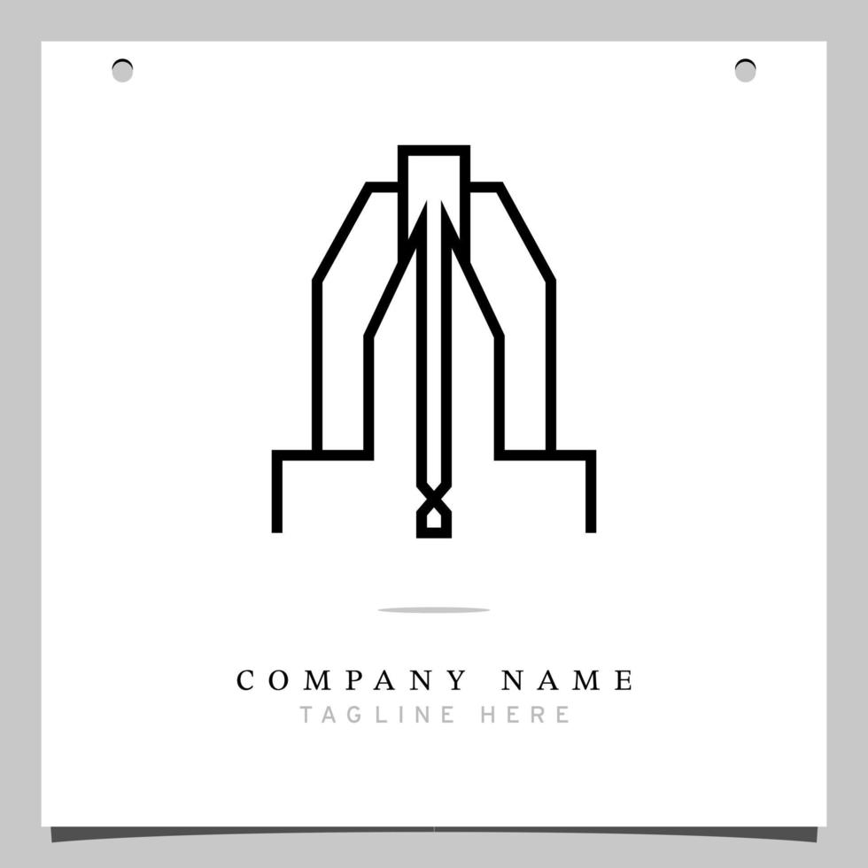 ligne art logo, logo icône avec illustration de lignes formant une bâtiment avion. vecteur