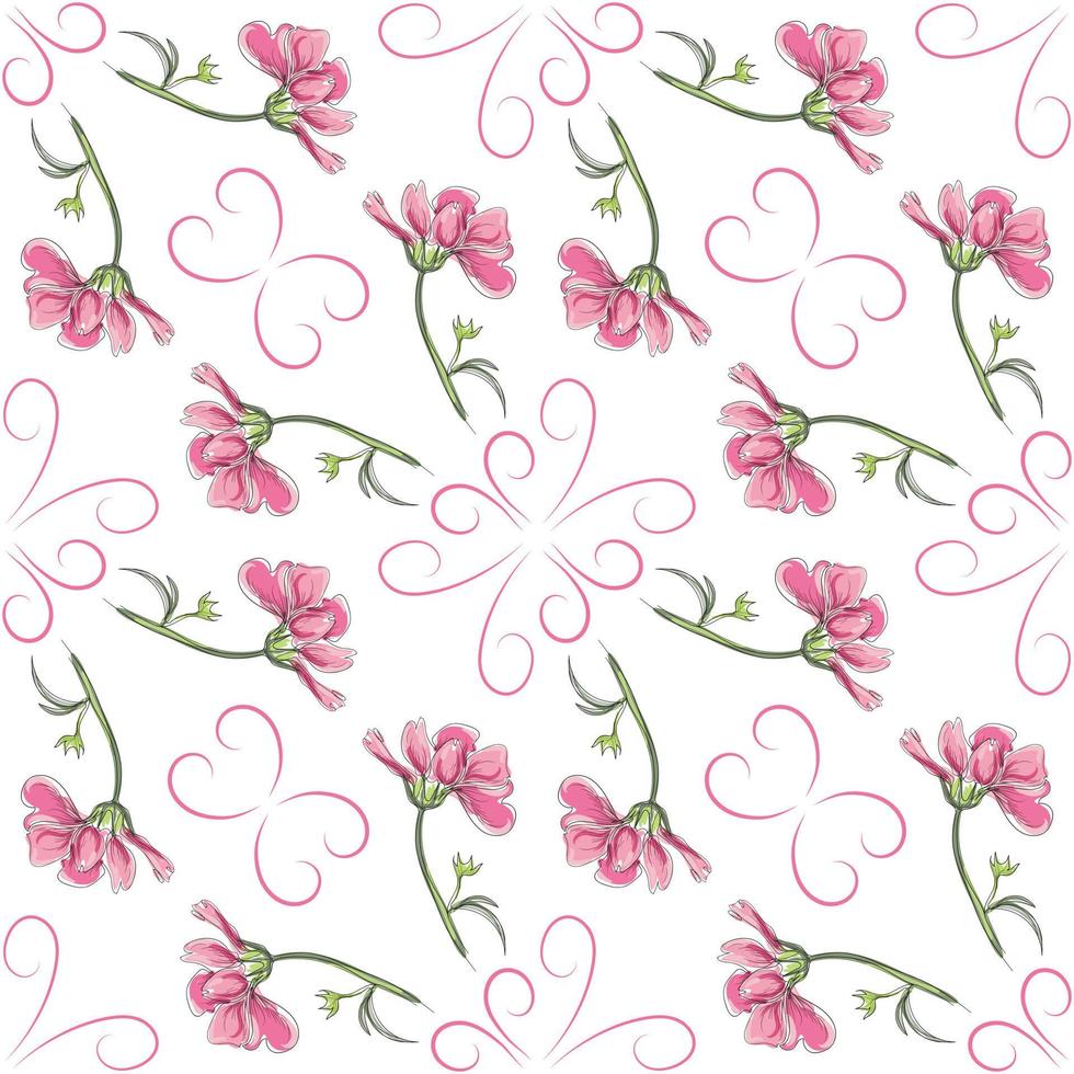 moderne sans couture floral modèle, dessiné à la main rose fleurs sur une blanc Contexte. un élégant modèle pour à la mode impressions, impression, site Internet conception. vecteur