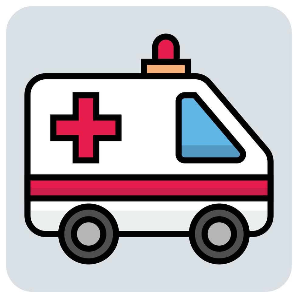 rempli Couleur contour icône pour ambulance transport. vecteur