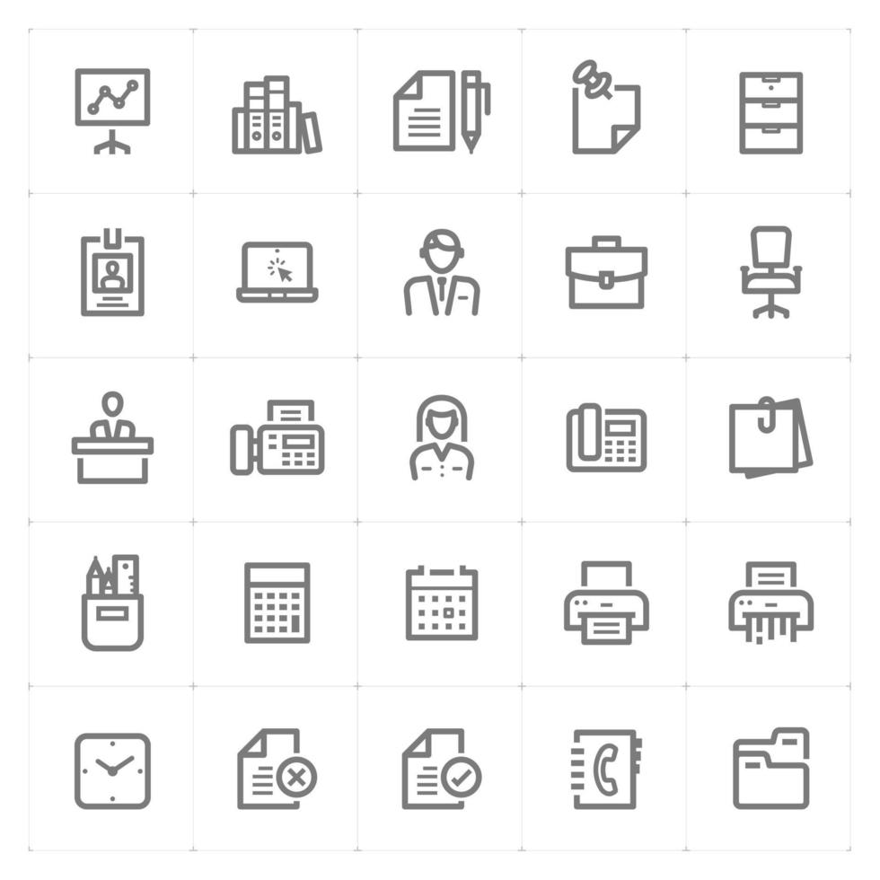 icônes de bureau et de ligne stationnaire. illustration vectorielle sur fond blanc. vecteur