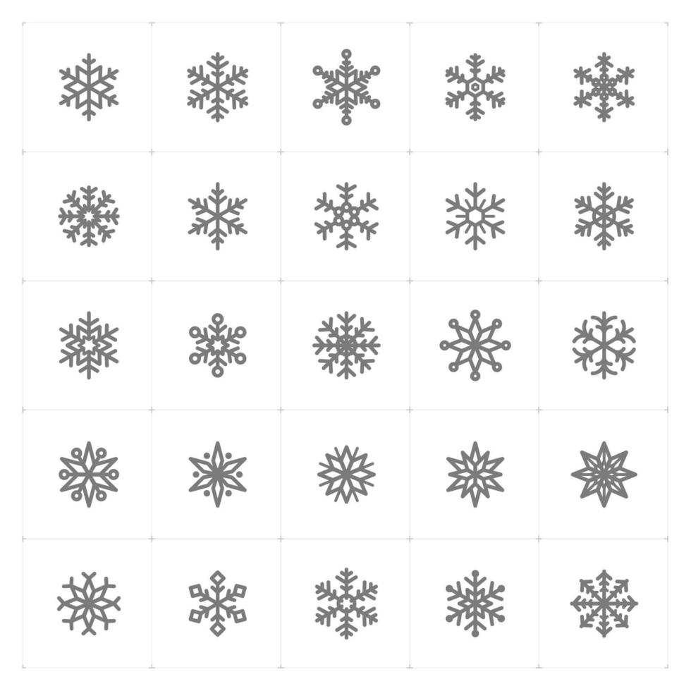 icônes de ligne de flocon de neige. illustration vectorielle sur fond blanc. vecteur