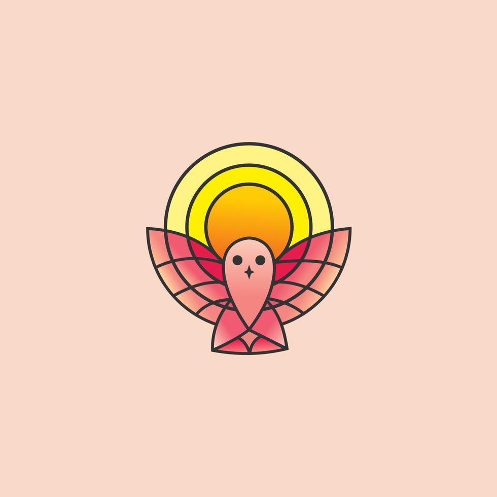 le rose gradation oiseau logo avec le Soleil derrière il regards magnifique adapté pour féminin affaires vecteur