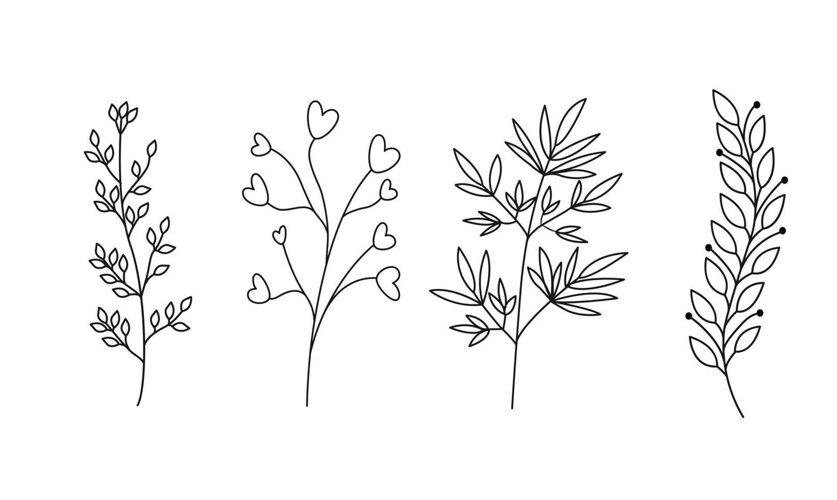 floral ensemble de main tiré botanique éléments. vecteur illustration.