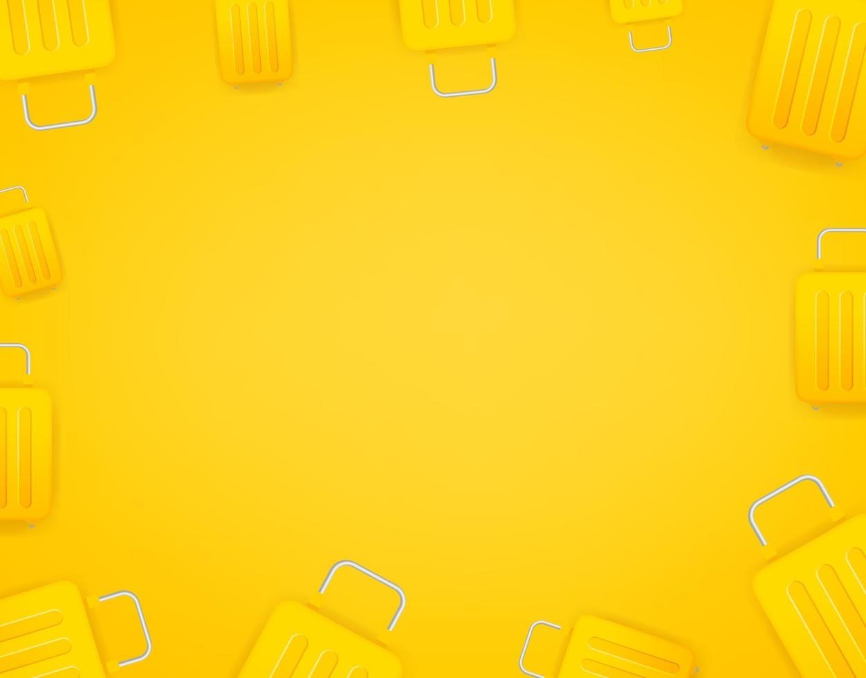 papier peint de voyage avec des sacs jaunes. cadre vectoriel avec espace de copie pour les sites Web ou les bannières de médias sociaux