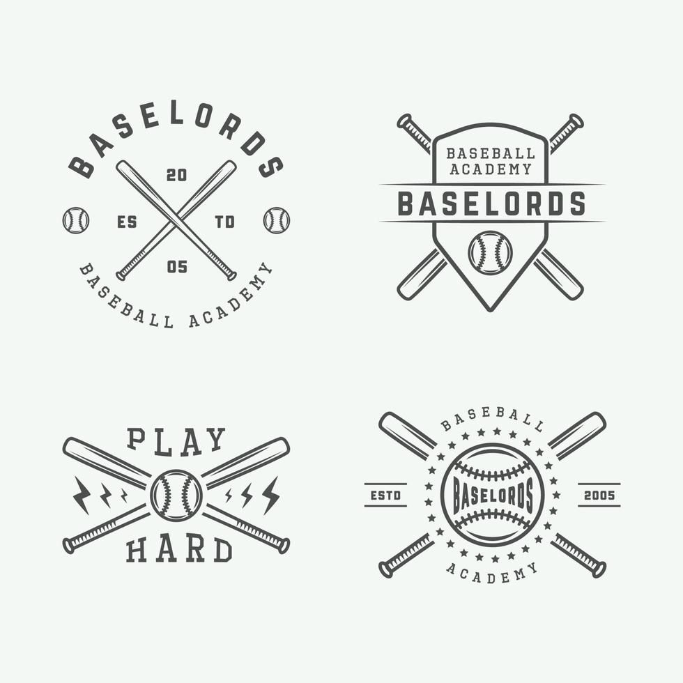 ancien base-ball logos, emblèmes, badges et conception éléments. vecteur illustration. monochrome graphique art.