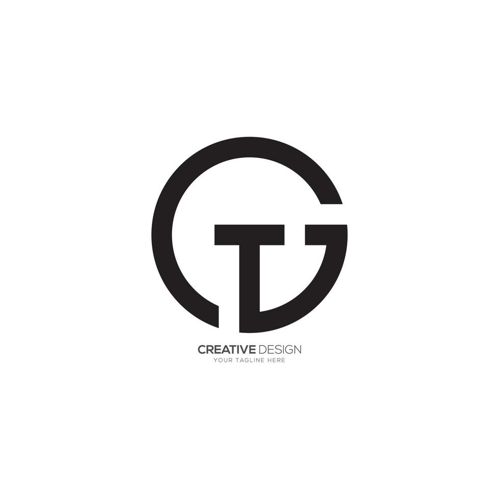 moderne lettre c t g arrondi formes ligne art unique logo vecteur