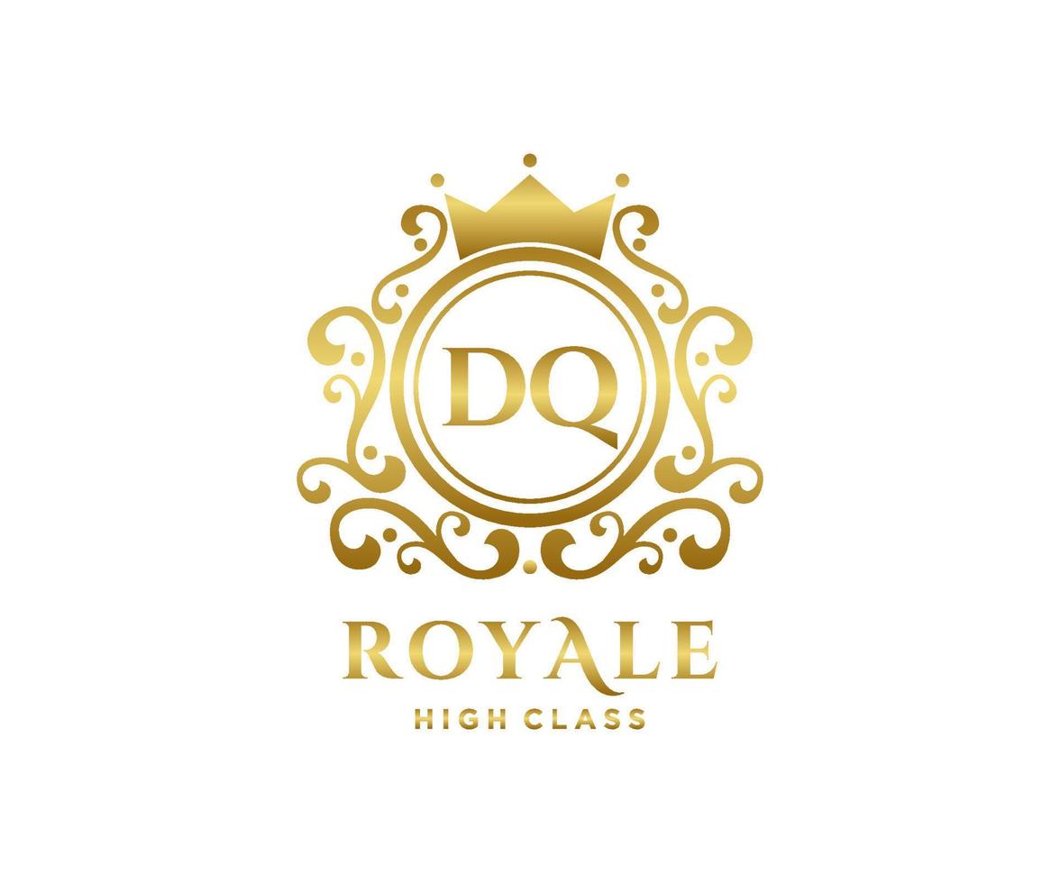 d'or lettre dq modèle logo luxe or lettre avec couronne. monogramme alphabet . magnifique Royal initiales lettre. vecteur