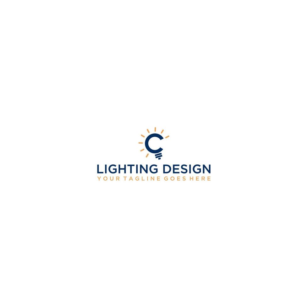 ampoule sur lettre logo conception c vecteur