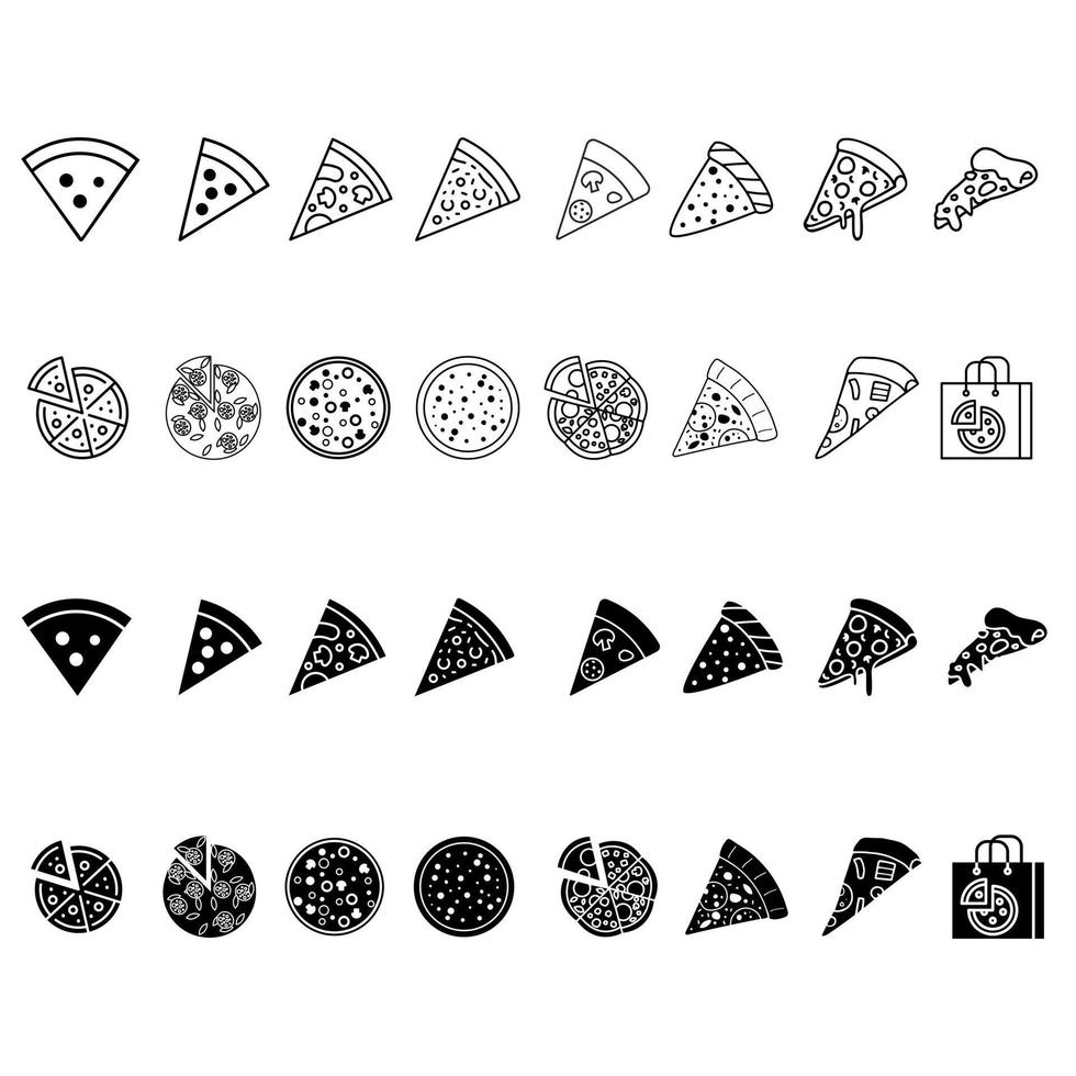 Pizza icône vecteur ensemble. pizzeria illustration signe collection. vite nourriture symbole. nourriture logo.