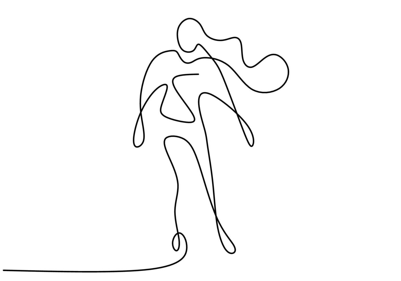 un dessin au trait continu d'une fille de patinage artistique. jeune femme heureuse jouant au patin à glace dans la zone de glace tout en danse libre. concept de sport d'hiver isolé sur fond blanc. illustration vectorielle vecteur