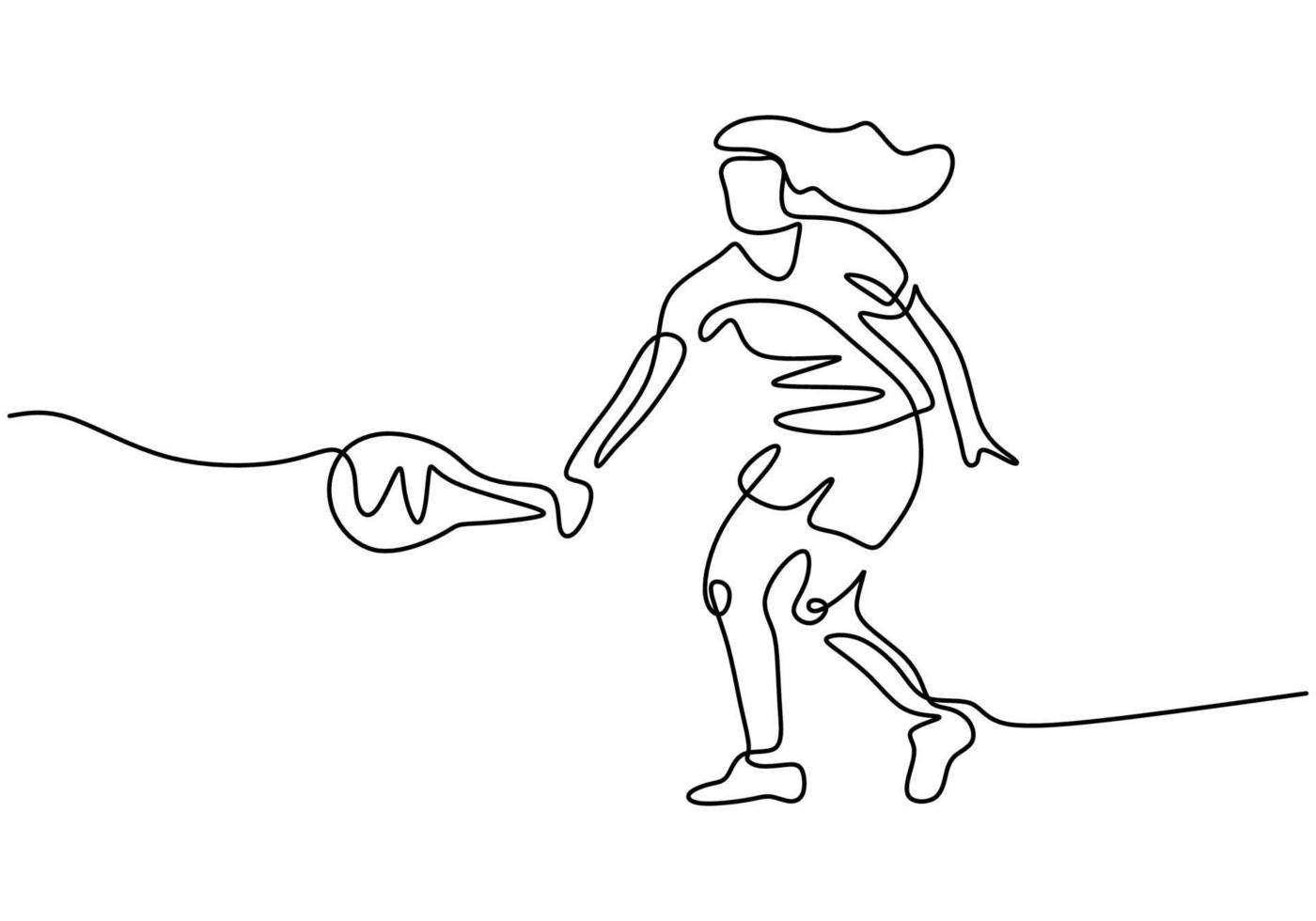 une seule ligne dessin jeune femme énergique tennis tenant la raquette et prêt à frapper la balle isolée sur fond blanc. concept d'entraînement sportif avec style minimalisme. illustration de croquis de vecteur