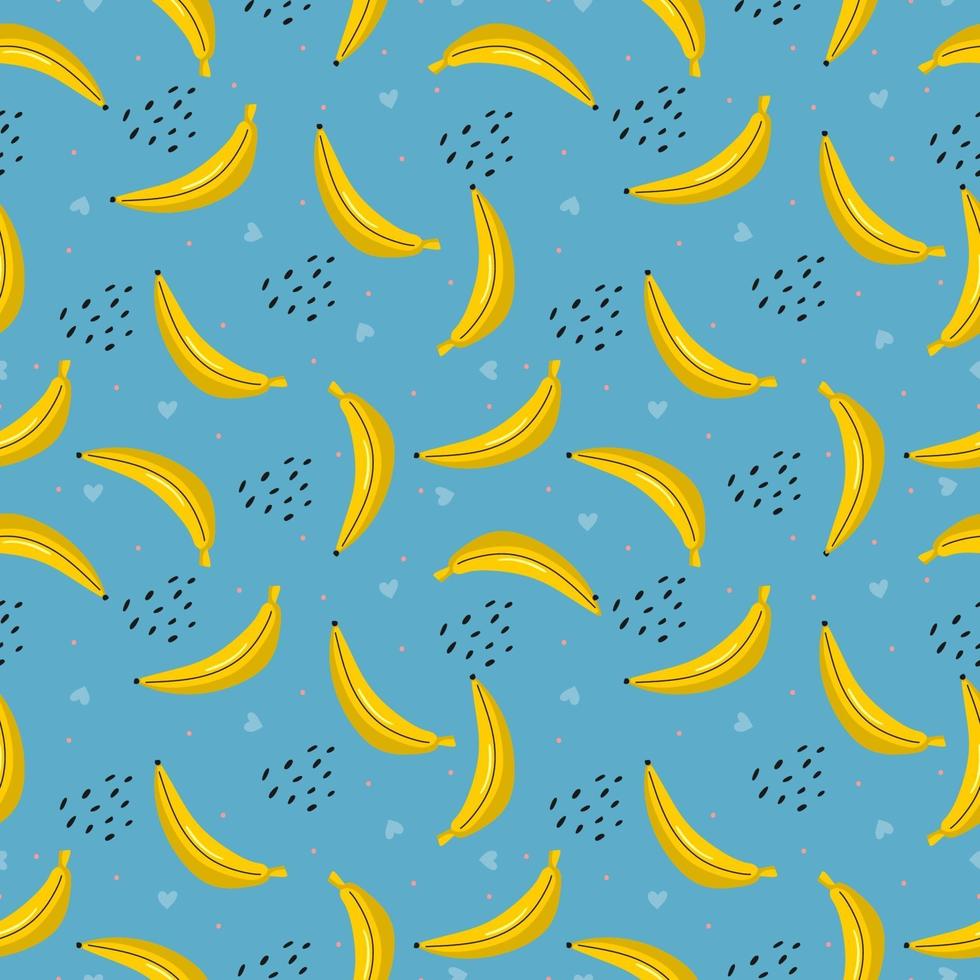 modèle sans couture de banane jaune mignon et drôle. illustration vectorielle dessinés à la main avec des bananes pour la conception de produits pour enfants sur fond de couleur pastel. illustration de dessin animé de vecteur fruits frais