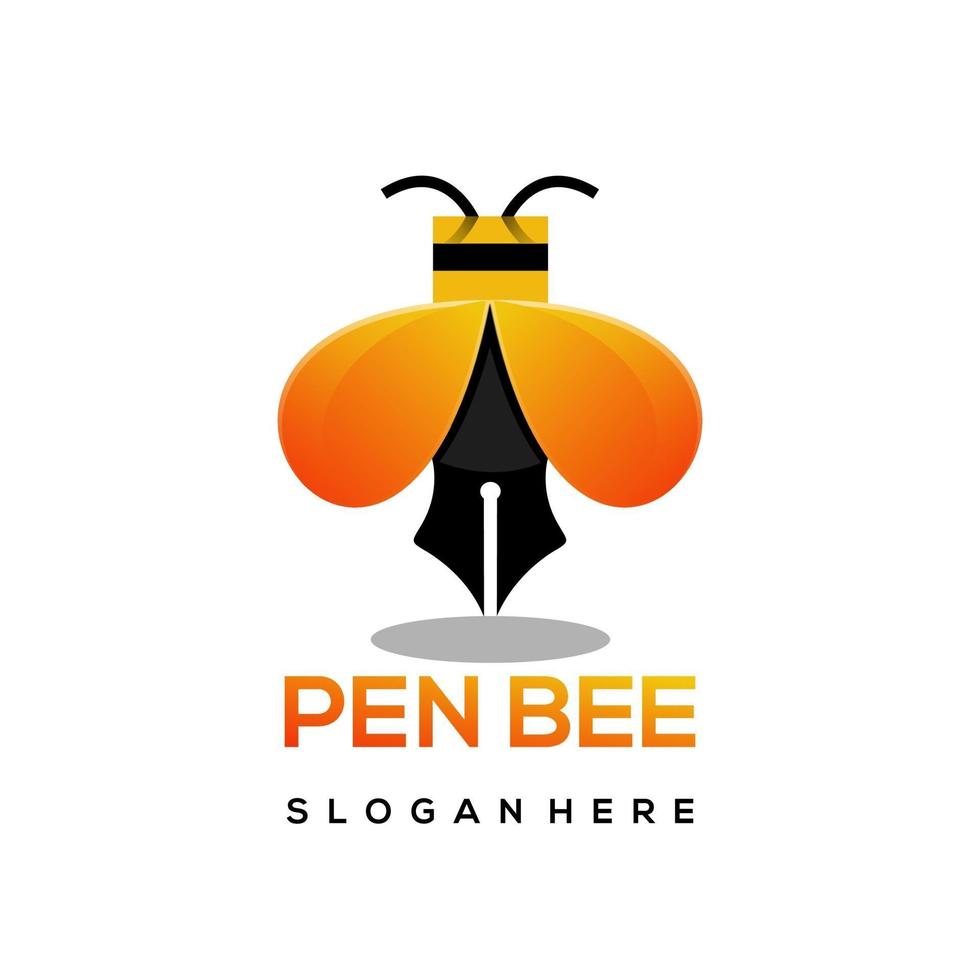 logo stylo abeille dégradé coloré vecteur