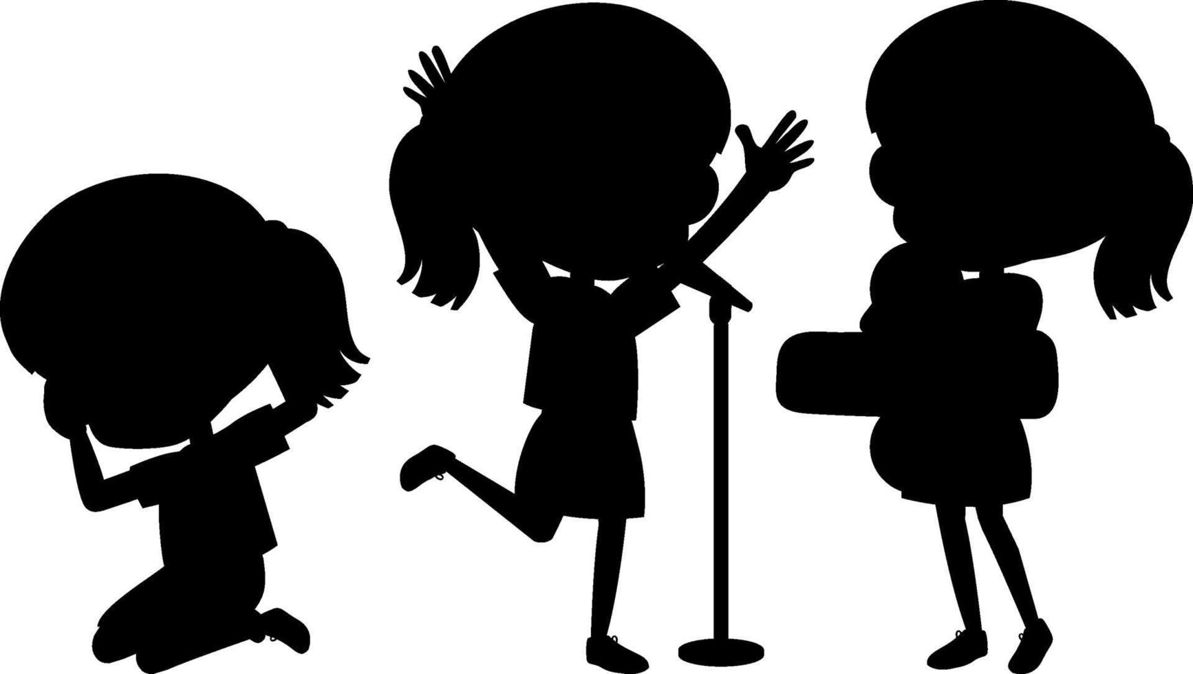 ensemble de personnage de dessin animé silhouette enfants vecteur