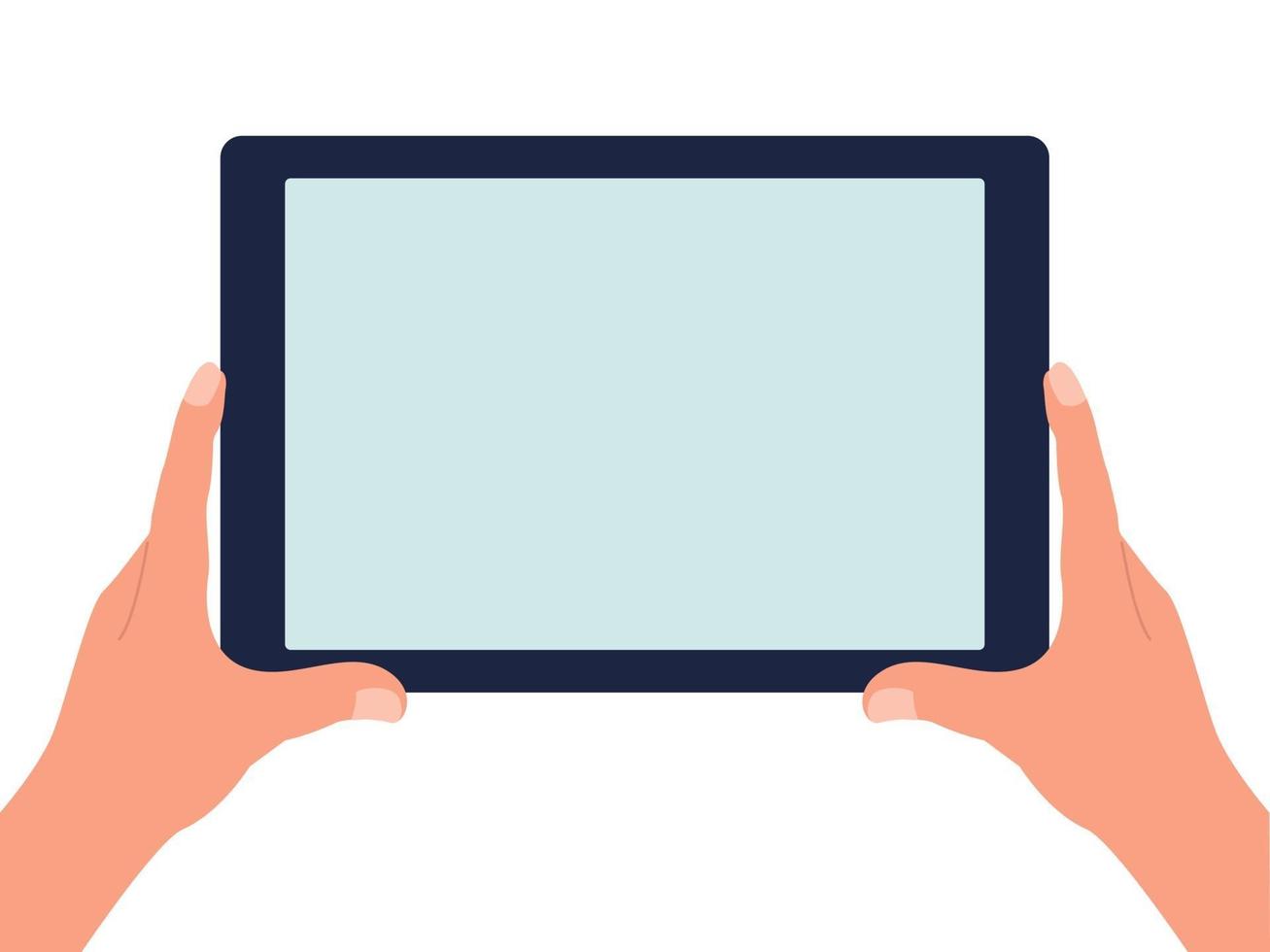 tablette en main avec un écran vide sur un fond blanc isolé. illustration vectorielle plane vecteur
