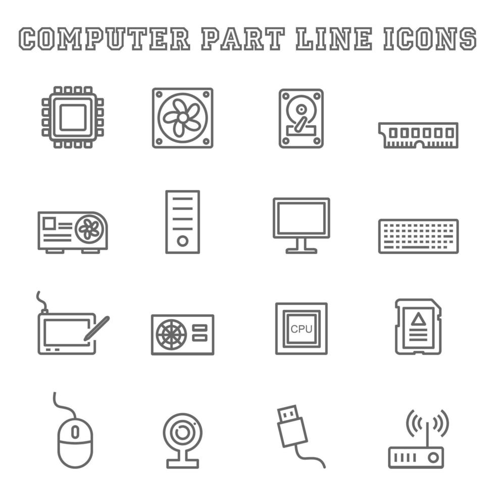 icônes de ligne de partie d & # 39; ordinateur vecteur