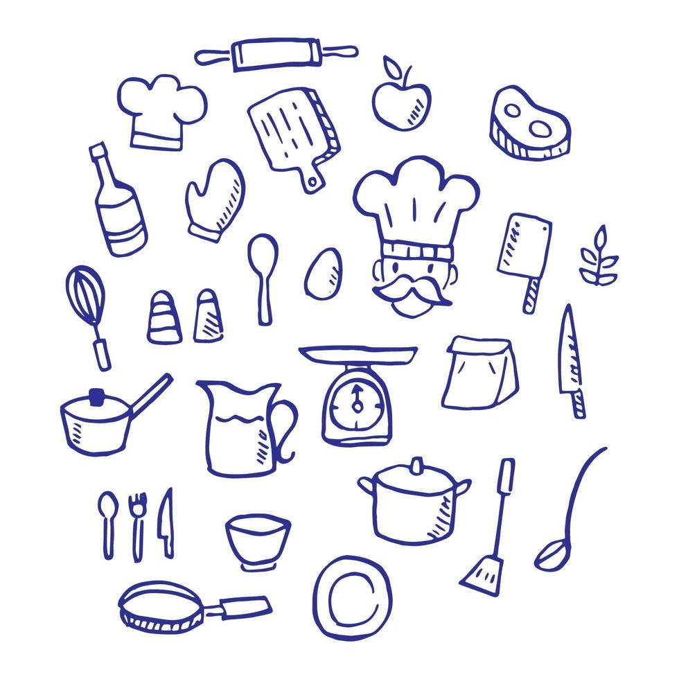 doodle de vecteur de cuisine