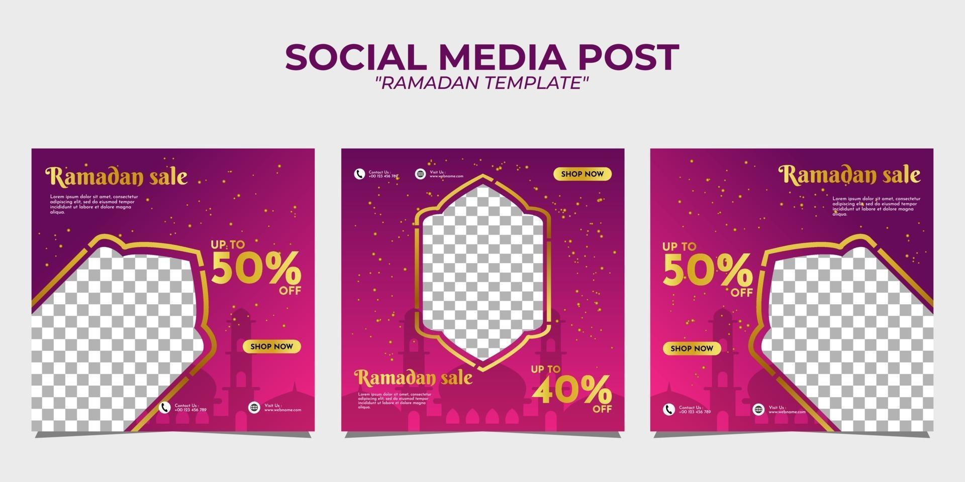 modèle de publication sur les médias sociaux de vente ramadan vecteur