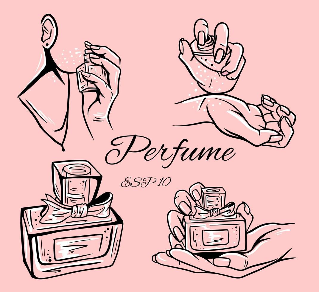 ensemble d'illustration vectorielle de bouteilles de parfum. vecteur