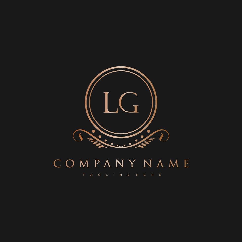 lg lettre initiale avec Royal luxe logo modèle vecteur