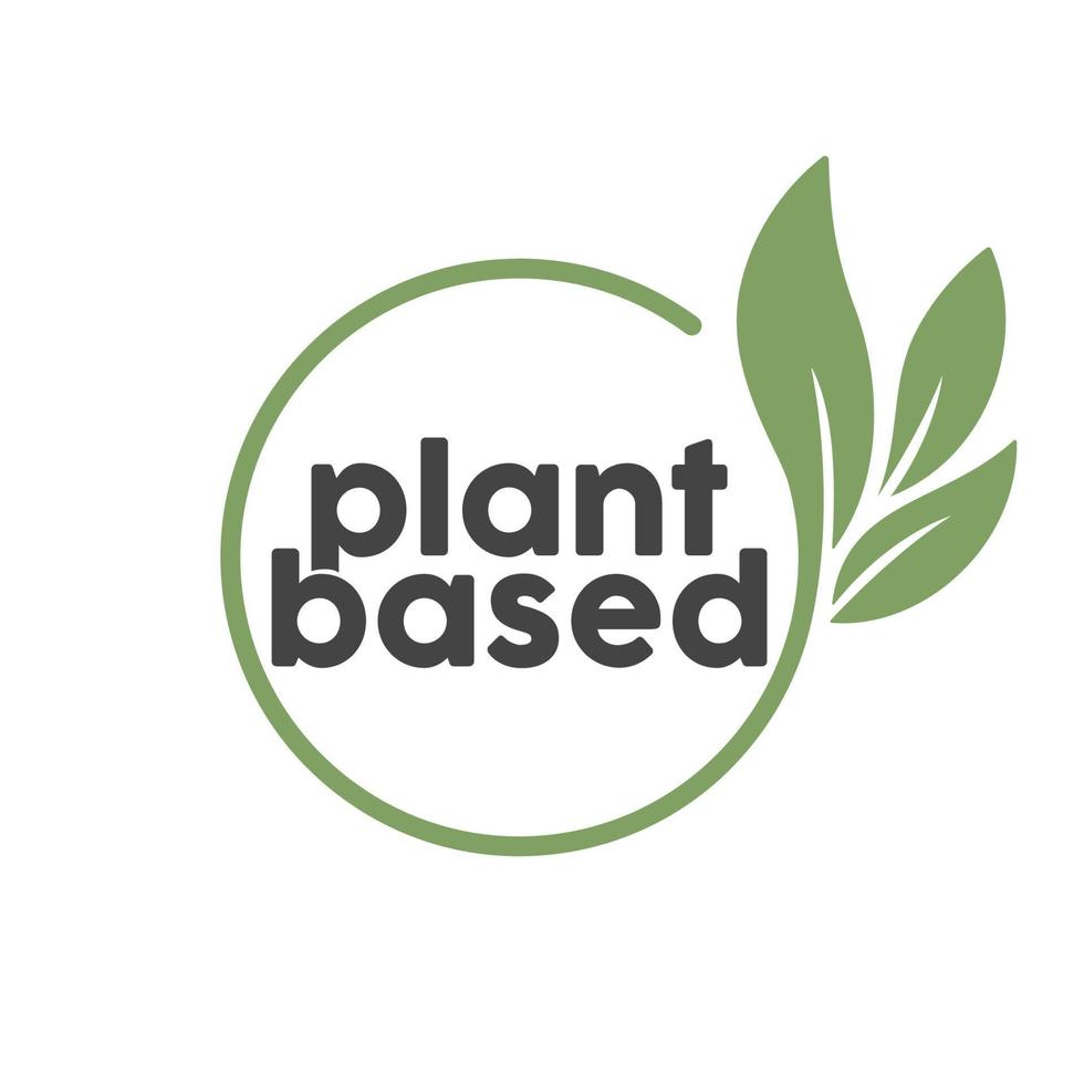 plante basé logo. circulaire forme base avec plante feuille. végétalien et végétarien amical badge. vecteur