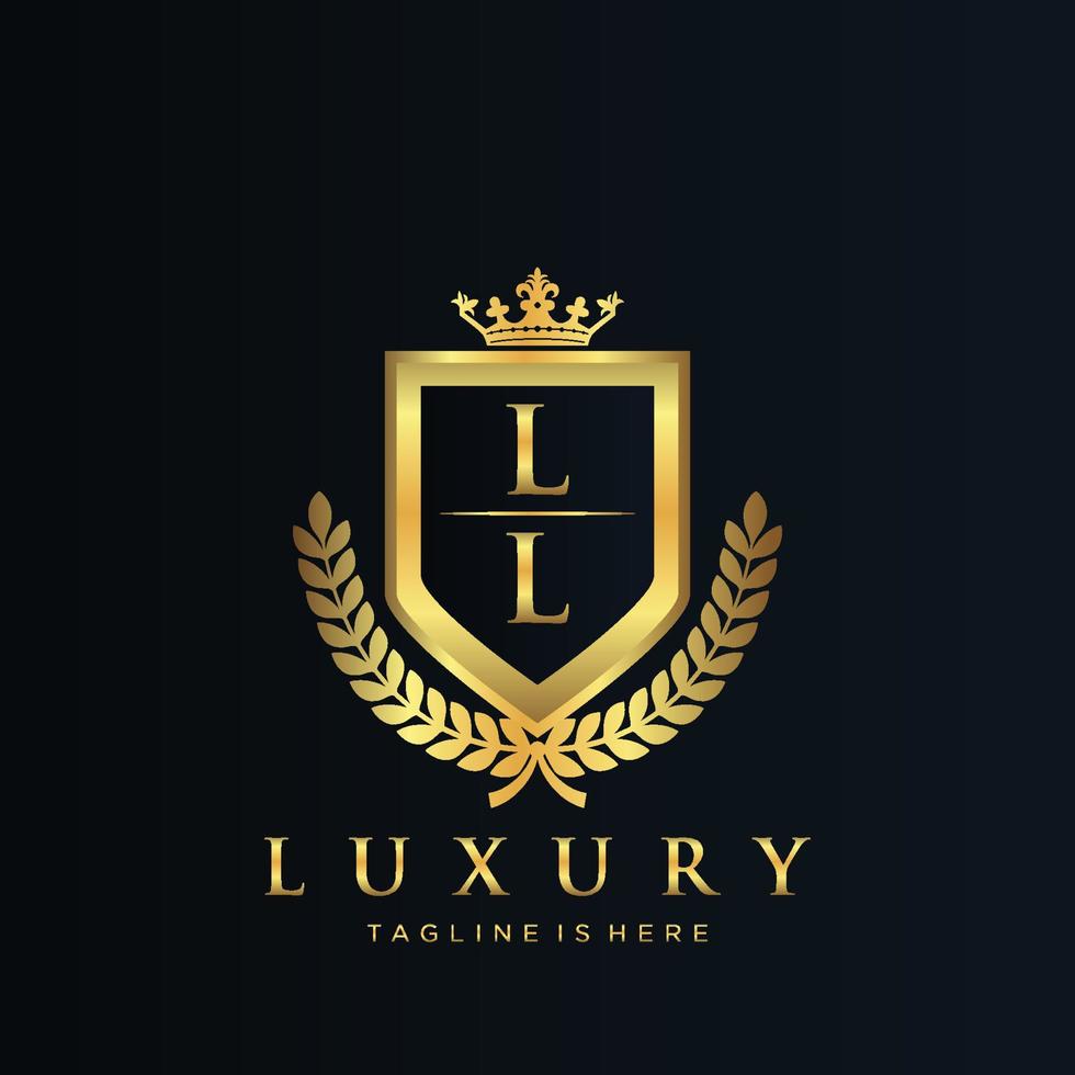 ll lettre initiale avec Royal luxe logo modèle vecteur