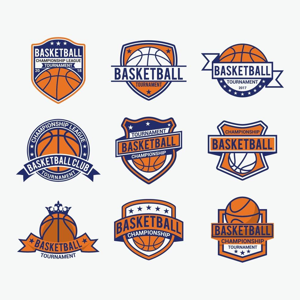 badges de basket-ball logos vectoriels ensemble de modèles de conception vecteur