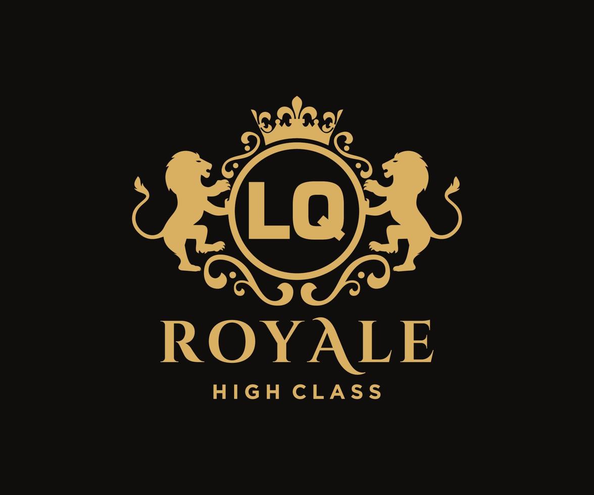 d'or lettre lq modèle logo luxe or lettre avec couronne. monogramme alphabet . magnifique Royal initiales lettre. vecteur
