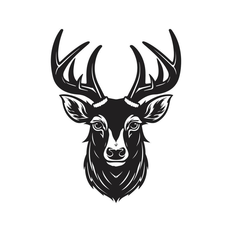 cerf, logo concept noir et blanc couleur, main tiré illustration vecteur