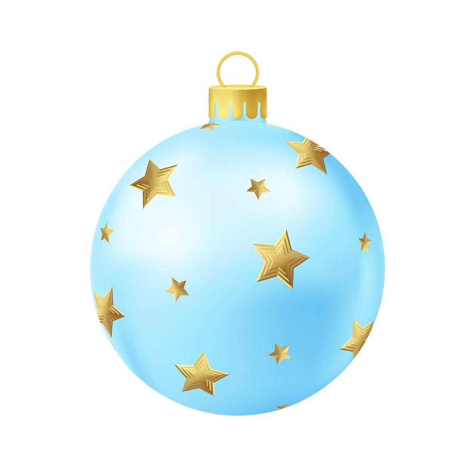 Boule de sapin de Noël bleu avec étoile dorée vecteur